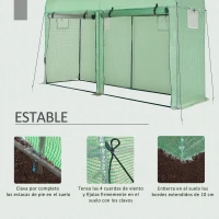 Outsunny Invernadero 300x100x200 cm Caseta de Jardín Invernadero con 4 Ventanas y 2 Puertas para Cultivos Plantas Flores de PE y Acero Verde(m-5)