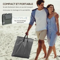 Outsunny Lot de 2 tapis de plage pliants avec dossier réglable 5 positions, appui-tête, tissu Oxford, sac de transport(m-5)