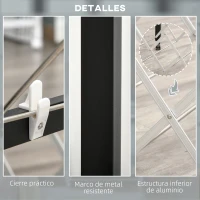HOMCOM Tendedero de Ropa con Ruedas Plegable Tendedor Vertical de Aluminio con 4 Alas Laterales y Estante 157,5x54x101cm Blanco(m-7)