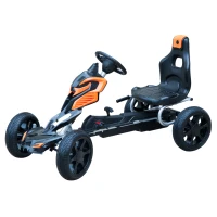 HOMCOM Kart à pédales Go-Kart Enfants 122L x 60l x 70H cm Ø Roues 29 cm siège Ergonomique Orange Noir(m-10)
