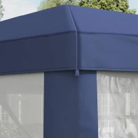 Outsunny 4M Hexagon Gazebo, Netting Party Tent, Patio Canopy Outdoor Event Shelter for Activities, Shade Resistant, Blue(m-8)
