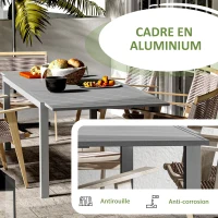 Outsunny Table de jardin extensible en aluminium rectangulaire 6 - 8 personnes, dim. 180/240L x 94l x 73H cm, gris(m-5)