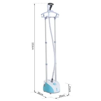 HOMCOM Plancha Vertical 1950W 2 L Plancha de Vapor Vertical con Temperatura Ajustable en 11 Niveles y Barra Telescópica Centro de Planchado Vertical para Hogar Oficina Azul(m-3)