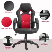 HOMCOM Office Chair Faux Leather Swivel Computer Desk Chair for Home Office with Wheels Armrests Black(m-7)