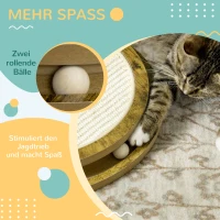 PawHut Kratzbrett inkl. Spielzeug, Kratzmatte, Katzenspielzeug, 40 cm x 40 cm x 4,5 cm, Natur(m-5)