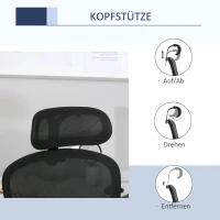 Vinsetto Bürostuhl mit Wippenfunktion Kopflehne Home-Office-Stuhl höhenverstellbarer Schreibtischstuhl ergonomisch 360°-Drehräder Schaumstoff Nylon Schwarz 64 x 64 x 100-109,5 cm(m-6)