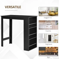 HOMCOM Bancone da Cucina Tavolo Alto con 3 Mensole in Legno, Tavolo da Bar Cucina Arredamento Moderno Casa e Bar, 112x57x106cm, Nero(m-5)