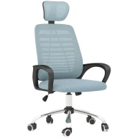 Vinsetto Fauteuil chaise de bureau avec appui-tête réglable soutien lombaire accoudoir roulettes 63 x 66 x 122 cm bleu(m-10)