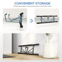 SPORTNOW Pull-Up Bar, No-Drilling Chin-Up Bar, Push-Up Stand with Resistance Bands, Padded Handles for Home Gym Exercise, Blue(m-8)