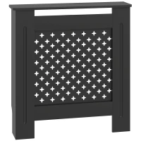 HOMCOM Copritermosifoni in Legno MDF Traforato a Croce con Ripiano e Fissaggio a Muro, 78x19x82 cm, Nero(m-1)
