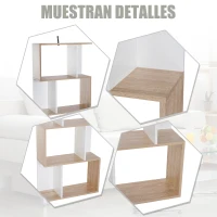 HOMCOM Estantería Librería 4 Estante Estantería Alta Pared Estante de Exposición Forma S Diseño Moderno para Salón Oficina 60x24x148cm Madera(m-6)