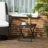 Outsunny Square PE Wicker Rattan Folding Table - Black(m-10)