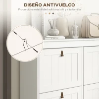 HOMCOM Zapatero Estrecho con 4 Puertas Abatibles y Estantes Ajustables para 20 Pares de Zapatos con Antivuelco 105x24x82,5 cm(m-7)