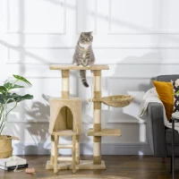 PawHut Kratzbaum Katzenbaum Katzenkratzbaum Katzen Kletterbaum Katzenbett Spielbaum Braun 30x55x96cm(m-2)