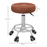 Vinsetto PU Leather Rolling Stool, Height Adjustable Stool Chair with Wheels for Salon, Massage, Spa, Brown(m-3)