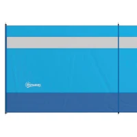 Outsunny Camping Windbreaker with Clear Windows, Carry Bag and Steel Poles, for Beach Caravan Campervan, 725 x 140cm, Blue(m-9)