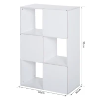 Homcom Etagère Contemporaine à 6 Casiers en Bois Blanc 92 x 30 x 92 cm(m-3)