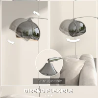 HOMCOM Lámpara de Pie en Forma Arco Moderna Portalámpara E27 40 W con Interruptor de Pie 110-115x30x170-180 cm Plata y Negro(m-5)