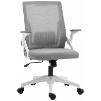 Vinsetto Mesh Office Chair, Desk Chair with Lumbar Support, Flip-up Armrest, Swivel Wheels, Adjustable Height, Grey(m-10)
