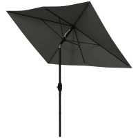 Outsunny Parasol rectangulaire inclinable 2x3 m avec manivelle toile polyester imperméabilisée haute densité 180g/m² gris foncé(m-1)