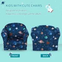 HOMCOM Kids Planet-Themed Armchair, with Non-Slip Feet, Wooden Frame - Blue(m-4)