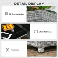 Outsunny 5-Piece Rattan Patio Furniture Set with Corner Sofa, Footstools, Glass Coffee Table, Cushions, Mixed Grey(m-6)