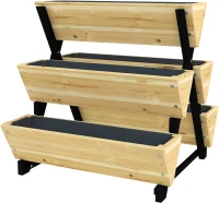 Outsunny Fioriera da Esterno a 3 Livelli con 5 Strutture in Legno di Abete con Fori di Drenaggio, 75x78x77 cm(m-10)