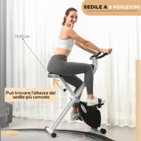 SPORTNOW Cyclette Pieghevole Magnetica 8 Livelli, Display LCD, Rotelle e Sellino Regolabile, Nero(m-6)