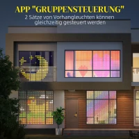 HOMCOM Vorhang mit 400 LED-Lichtern, Dynamische Lichterketten mit Musiksynchronisation für Schlafzimmer, Wohnzimmer, 3 x 3 m(m-8)