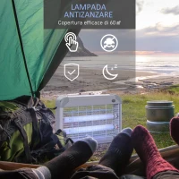 Outsunny Elettroinsetticida da Esterno e Interno con Lampada Antizanzare UV per 60m², Zanzariera Elettrica 20W, Grigio e bianco(m-4)