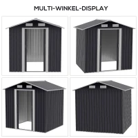 Outsunny Gartenhaus Geräteschuppen Gerätehaus Gartenchuppen, wetterbeständig, 2,6 m² Bodenfläche, rostfreier Stahl, 195,5 x 153 x 188 cm, Schwarz(m-7)