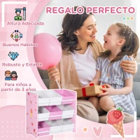 ZONEKIZ Organizador de Juguetes con 9 Cajas de Tela no Tejida Extraíbles para Dormitorio Guardería 63x30x60 cm Rosa(m-6)