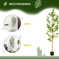 HOMCOM Pianta Artificiale di Ulivo da 180 cm a 12 Rami con Vaso Ø17x14.5 cm, per Interni ed Esterni, Verde(m-5)