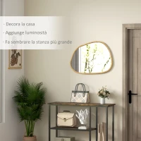 HOMCOM Specchio da Parete Moderno con Bordi Irregolari e Cornice in Legno per Camera e Ingresso, 80x60 cm(m-4)