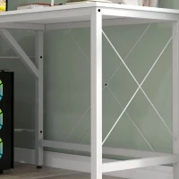 HOMCOM Scrivania Angolare a L con Piedini Regolabili, in Legno e Acciaio, 150x150x76 cm, Bianca(m-9)