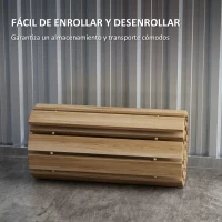 Outsunny Camino de Jardín de Madera 120x38 cm Pasarela Recta Enrollable para Exteriores Resistente a la Intemperie Natural(m-7)