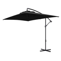 Outsunny 3m Cantilever Overhanging Parasol, with Cross Base - Black(m-11)