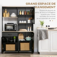 HOMCOM Buffet haut design industriel multi-rangement - 3 portes avec étagère, tiroir, niche, grand plateau - métal noir(m-4)