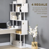 HOMCOM Gaming-Tisch mit 4 Regalen, Eckschreibtisch, Computertisch, L-Förmig, 120 cm x 80 cm x 176 cm, Weiß(m-5)