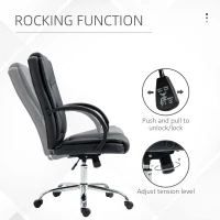 Vinsetto Office Chair, PU Leather Desk Chair with 13cm Soft Padded Seat and Backrest, Swivel Chair with Adjustable Height and Rolling Wheels, Black(m-4)