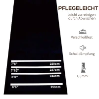 HOMCOM Dartmatte 300 x 61 cm Oche Carpet Mat mit Softdart Steeldart rutschfest Dartteppich Teppich-Dartmatte Dart Zubehör für Boden Schutz(m-7)