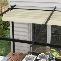 Outsunny Pergola rétractable 4 x 3 m structure métal époxy anticorrosion toile Polyester180 g/m² Incluse Beige(m-9)