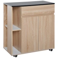 HOMCOM Carrello da Cucina con Ruote, Carrello Cucina con Cassetti Armadietto in Legno Truciolato 78x39.5x88.5cm(m-1)