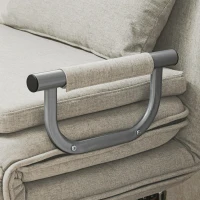 HOMCOM Poltrona Letto Singolo e Chaise Longue in Tessuto con Schienale Regolabile a 3 Livelli, Grigio(m-8)