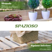 Outsunny Banco Tavolo da Lavoro per Giardinaggio in Legno Naturale con Vaschetta Integrata e Mensole 100x45x140cm(m-6)