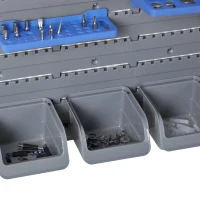 DURHAND 44 Piece Wall Mounted Tool Rack Organiser Storage Bins and Panel Set with Shelf Hook Screws Accessories Blue(m-7)