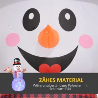 Outsunny Großer Schneemann, 2,40 m, Weihnachtsdeko, mit LEDs, selbstaufblasend, Polyester(m-5)
