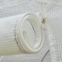 Outsunny Serre de jardin serre tunnel de Jardin dim. 3,5L x 3l x 2H m Porte + 6 fenêtres enroulables Acier galvanisé bâche PE Haute densité Blanc(m-8)