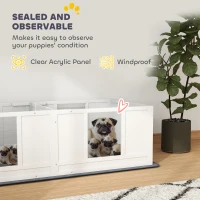 PawHut Two Room Design, Whelping Box for Dogs with Whelping Pad, Clear Panels, Adjustable Entrance, for Small Dogs, 164 x 80cm(m-6)
