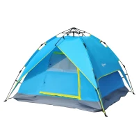 Outsunny Campingzelt Sekundenzelt Pop Up Zelt Strandzelt Automatisch 3-4 Personen (Blau+Gelb)(m-9)
